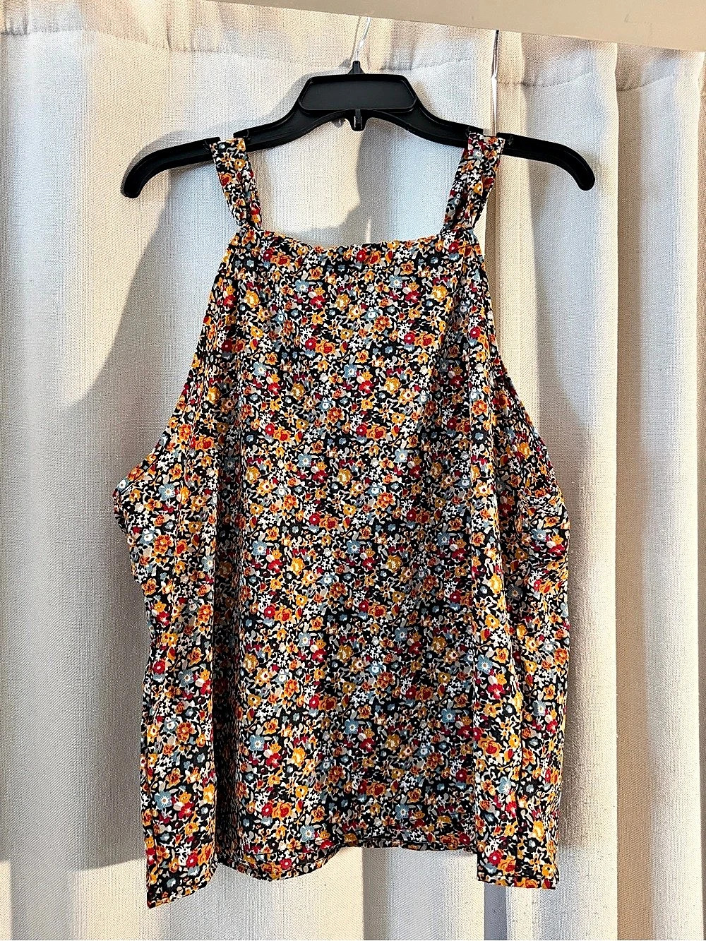SHEIN Floral Mini Dress in Black & Orange NWOT